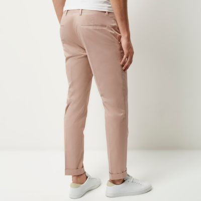 Pink skinny suit trousers